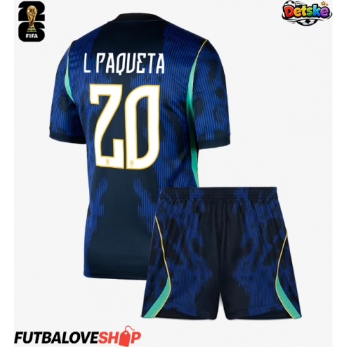 Dres Brazília Lucas Paqueta #20 Preč pre deti MS 2026 Krátky Rukáv (+ trenírky)